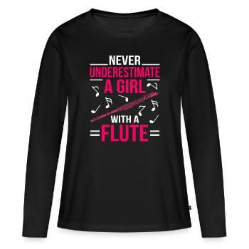Querflöte - Frauen Premium Bio Langarmshirt - Schwarz - Vorne - Julia (174cm)