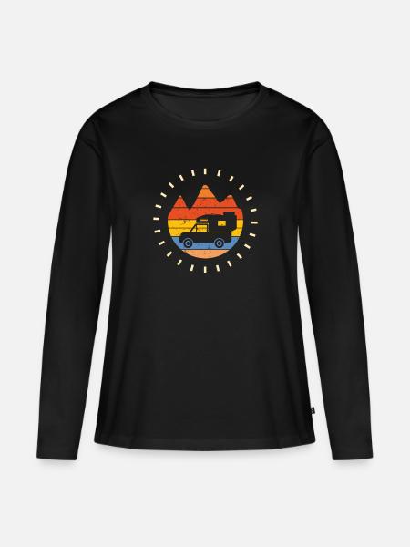 Pickup Camper Vintage Wohnkabine Retro Camping - Frauen Premium Bio Langarmshirt - Schwarz