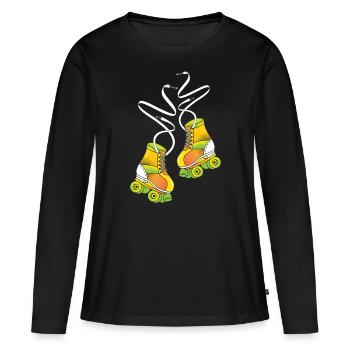 Roller - T-shirt manches longues Premium bio Femme - noir - Devant - Julia (174cm)
