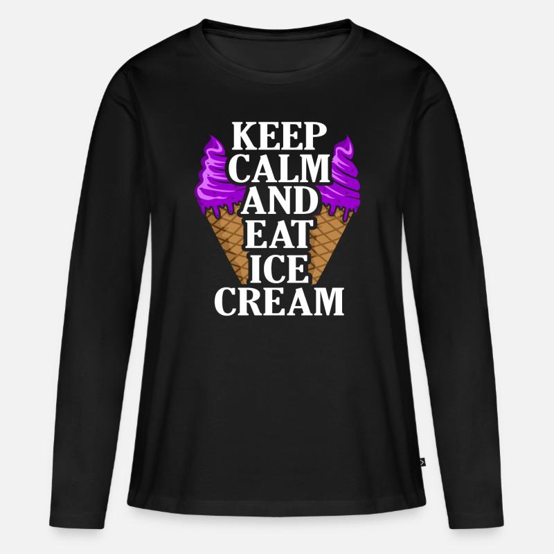Eiscreme - Frauen Premium Bio Langarmshirt - Schwarz