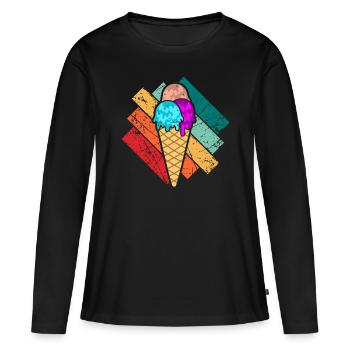 Eiscreme - Frauen Premium Bio Langarmshirt - Schwarz - Vorne - Julia (174cm)