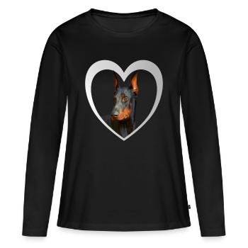 Dobermann - Chien Doberman - T-shirt manches longues Premium bio Femme - noir - Devant - Julia (174cm)