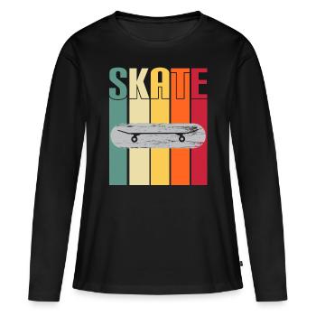 skateboard skater skaters de sport patiner - T-shirt manches longues Premium bio Femme - noir - Devant - Julia (174cm)