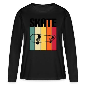skateboard skater skaters de sport patiner - T-shirt manches longues Premium bio Femme - noir - Devant - Julia (174cm)