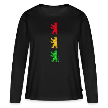 Berlin - Berliner Bär - I Love Berlin - Bär Ampel - T-shirt manches longues Premium bio Femme - noir - Devant - Julia (174cm)