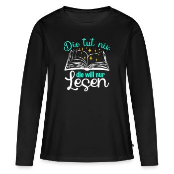 Le rat de lecture veut juste lire - T-shirt manches longues Premium bio Femme - noir - Devant - Julia (174cm)