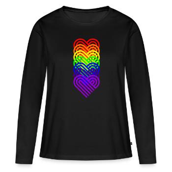 Arc-en-ciel, Arc-en-ciel, Arc-en-ciel, Arc-en-ciel, Arc-en-ciel - T-shirt manches longues Premium bio Femme - noir - Devant - Julia (174cm)