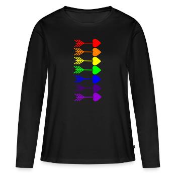 Arc-en-ciel, Arc-en-ciel, Arc-en-ciel, Arc-en-ciel, Arc-en-ciel - T-shirt manches longues Premium bio Femme - noir - Devant - Julia (174cm)