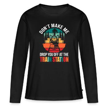 Train - T-shirt manches longues Premium bio Femme - noir - Devant - Julia (174cm)