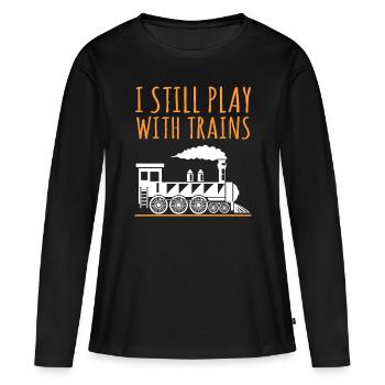 Train - T-shirt manches longues Premium bio Femme - noir - Devant - Julia (174cm)