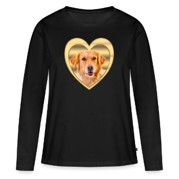 Golden Retriever - Golden Retriever Chien - T-shirt manches longues Premium bio Femme - noir - Devant - Julia (174cm)