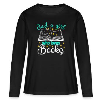 Juste une fille qui aime books Lecteureratte - T-shirt manches longues Premium bio Femme - noir - Devant - Julia (174cm)