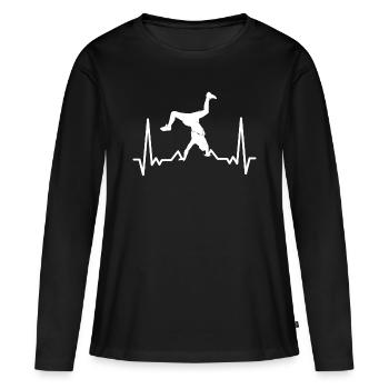 Breakdance Herzschlag Breakdancer - Frauen Premium Bio Langarmshirt - Schwarz - Vorne - Julia (174cm)