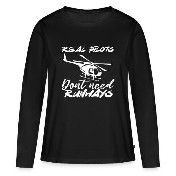 Hélicoptères pilotes hélicos à hélices - T-shirt manches longues Premium bio Femme - noir - Devant - Julia (174cm)