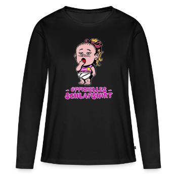 offizielles Schlafshirt - Schlafanzug - Nachthemd - Frauen Premium Bio Langarmshirt - Schwarz - Vorne - Julia (174cm)