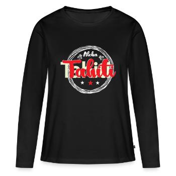 Aloha Tahiti Sommerurlaub Sonnenstrand - Frauen Premium Bio Langarmshirt - Schwarz - Vorne - Julia (174cm)