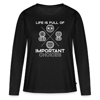 Prise pour véhicule électrique Chargement du - T-shirt manches longues Premium bio Femme - noir - Devant - Julia (174cm)