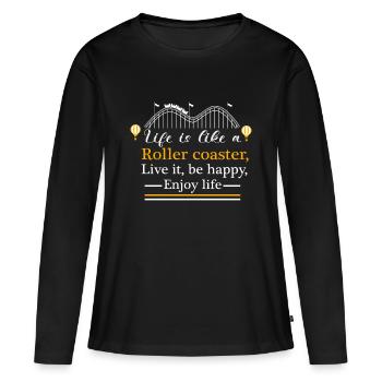 Montagnes russes Parc d’attractions Excursion - T-shirt manches longues Premium bio Femme - noir - Devant - Julia (174cm)
