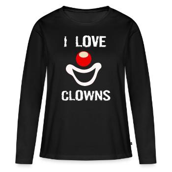 Clown Ich liebe Clowns Clown Nase - Frauen Premium Bio Langarmshirt - Schwarz - Vorne - Julia (174cm)