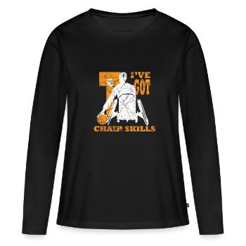 Basket fauteuil roulant Handicap handicap - T-shirt manches longues Premium bio Femme - noir - Devant - Julia (174cm)