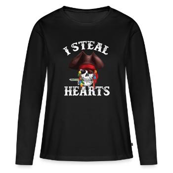 Pirates Pirat Pirates Chapeau pirate - T-shirt manches longues Premium bio Femme - noir - Devant - Julia (174cm)