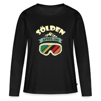 Sölden Après-Ski Skigebiet Österreich - Frauen Premium Bio Langarmshirt - Schwarz - Vorne - Julia (174cm)