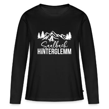Saalbach Hinterglemm Snowboard Sports d’hiver Montagnes - T-shirt manches longues Premium bio Femme - noir - Devant - Julia (174cm)