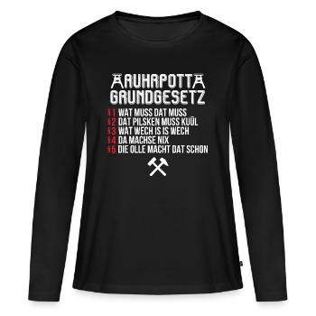 Ruhrpott Grundgesetz Ruhr Ruhrgebiet - T-shirt manches longues Premium bio Femme - noir - Devant - Julia (174cm)