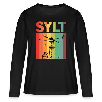 Ile Sylt- Sylt Vacances Souvenir - T-shirt manches longues Premium bio Femme - noir - Devant - Julia (174cm)