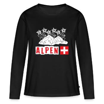 Schweizer Alpen Edelweiß Blume Edelweiss - Frauen Premium Bio Langarmshirt - Schwarz - Vorne - Julia (174cm)