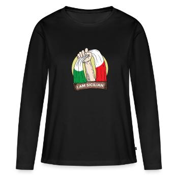 Sicile Italie Île méditerranéenne - T-shirt manches longues Premium bio Femme - noir - Devant - Julia (174cm)