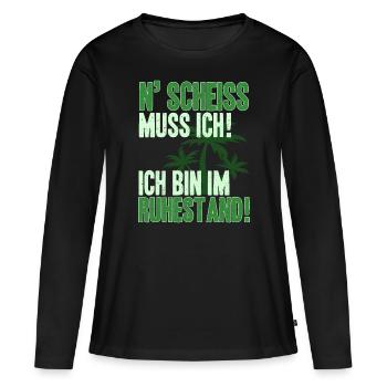 Rentner 2021 Pension Ruhestand Geschenkidee - Frauen Premium Bio Langarmshirt - Schwarz - Vorne - Julia (174cm)