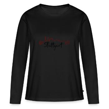 Stuttgart - Frauen Premium Bio Langarmshirt - Schwarz - Vorne - Julia (174cm)