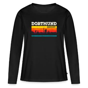 Dortmund - T-shirt manches longues Premium bio Femme - noir - Devant - Julia (174cm)