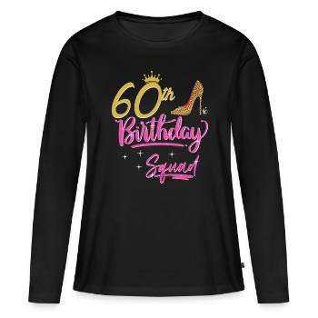 60 ans femmes 60 ans cadeau - T-shirt manches longues Premium bio Femme - noir - Devant - Julia (174cm)
