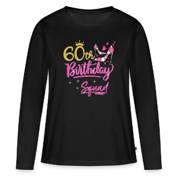 60 ans femmes 60 ans cadeau - T-shirt manches longues Premium bio Femme - noir - Devant - Julia (174cm)