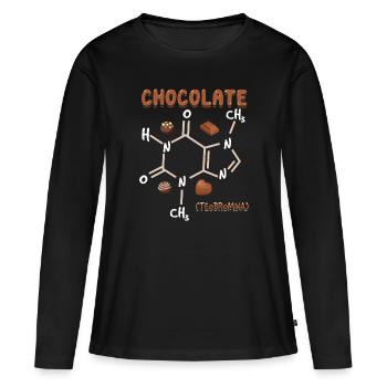 Schokolade - Frauen Premium Bio Langarmshirt - Schwarz - Vorne - Julia (174cm)