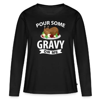 Thanksgiving - T-shirt manches longues Premium bio Femme - noir - Devant - Julia (174cm)