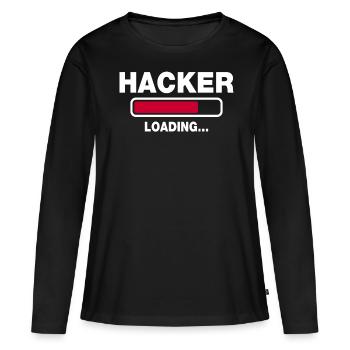 Hacker - Frauen Premium Bio Langarmshirt - Schwarz - Vorne - Julia (174cm)