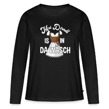 Mei Dirndl is in da wäsch - Frauen Premium Bio Langarmshirt - Schwarz - Vorne - Julia (174cm)