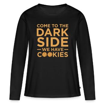 Biscuits - T-shirt manches longues Premium bio Femme - noir - Devant - Julia (174cm)