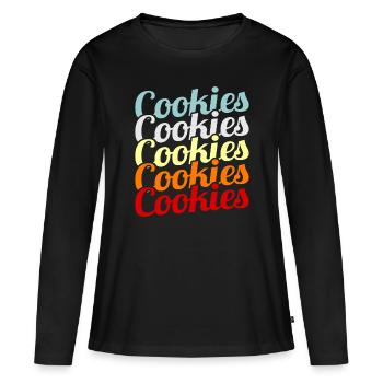 Biscuits - T-shirt manches longues Premium bio Femme - noir - Devant - Julia (174cm)