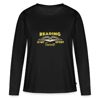 Lecture de livres Bibliothèque Bibliothèque Auteur - T-shirt manches longues Premium bio Femme - noir - Devant - Julia (174cm)