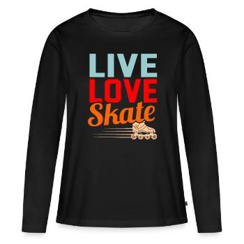 Roller - T-shirt manches longues Premium bio Femme - noir - Devant - Julia (174cm)