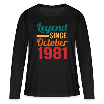 1981 - T-shirt manches longues Premium bio Femme - noir - Devant - Julia (174cm)