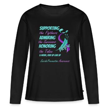 Aide contre le suicide Cadeau - T-shirt manches longues Premium bio Femme - noir - Devant - Julia (174cm)