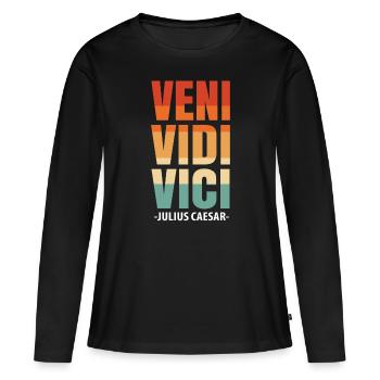Jules César Rome Italie Empire romain - T-shirt manches longues Premium bio Femme - noir - Devant - Julia (174cm)