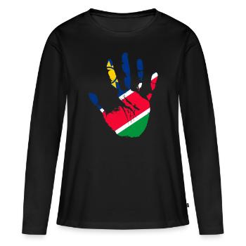 Namibia - Frauen Premium Bio Langarmshirt - Schwarz - Vorne - Julia (174cm)