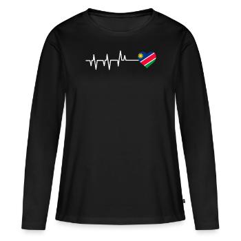 Namibia - Frauen Premium Bio Langarmshirt - Schwarz - Vorne - Julia (174cm)
