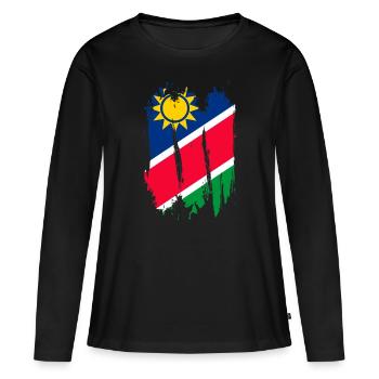 Namibia - Frauen Premium Bio Langarmshirt - Schwarz - Vorne - Julia (174cm)